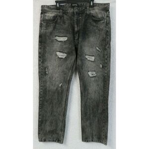 Mens Makobi Gray Denim Antique Wash Slim Straight Distress M1758 Size 40x32 Acid